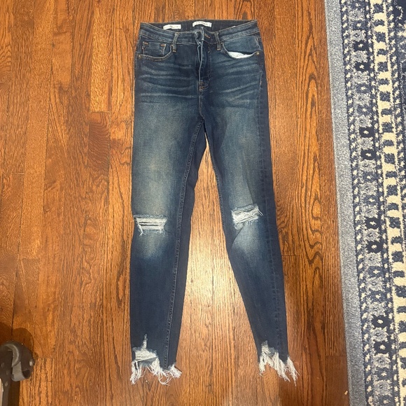 Vigoss Ace Skinny Jeans Womens Blue Distressed Frayed Hem Stretch Denim Size 27 - Picture 1 of 5